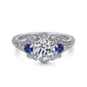 Chrystie - 14K White Gold Round Sapphire and Diamond Engagement Ring - 0.23 ct