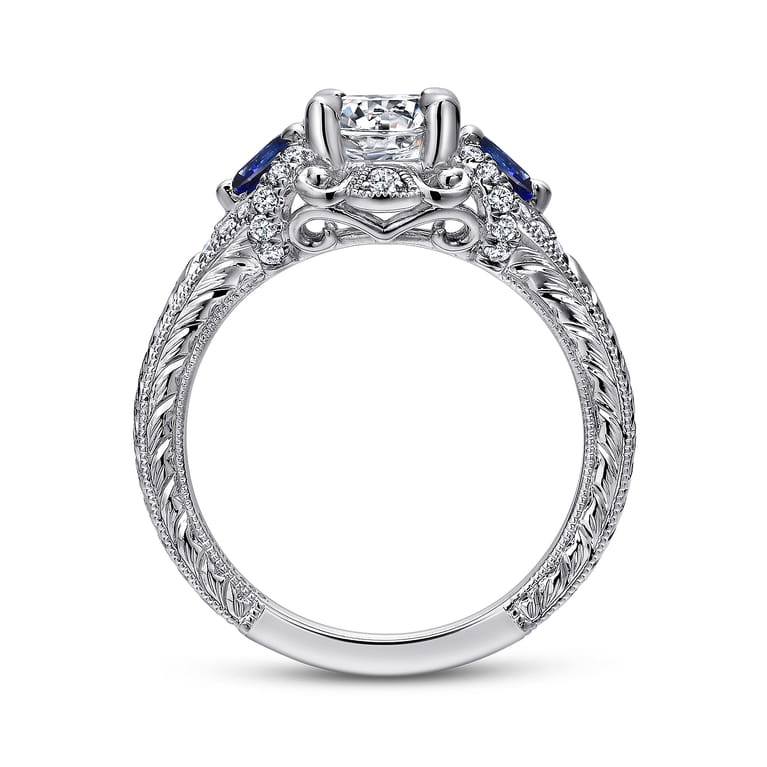 Chrystie - 14K White Gold Round Sapphire and Diamond Engagement Ring - 0.23 ct - Shot 2