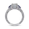 Chrystie - 14K White Gold Round Sapphire and Diamond Engagement Ring - 0.23 ct