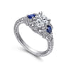 Chrystie - 14K White Gold Round Sapphire and Diamond Engagement Ring - 0.23 ct