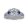 Chrystie - 14K White Gold Round Sapphire and Diamond Engagement Ring - 0.23 ct