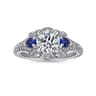 Chrystie - 14K White Gold Round Sapphire and Diamond Engagement Ring - 0.23 ct