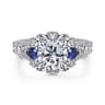 Chrystie - 14K White Gold Round Sapphire and Diamond Engagement Ring - 0.23 ct