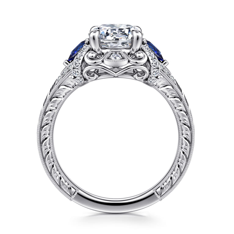 Chrystie - 14K White Gold Round Sapphire and Diamond Engagement Ring - 0.23 ct - Shot 2