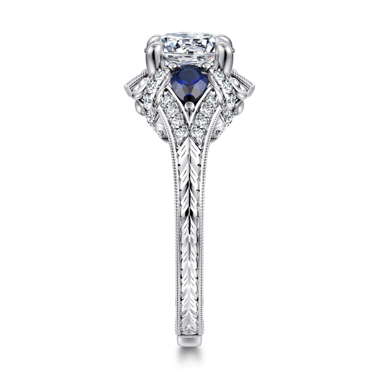 Chrystie - 14K White Gold Round Sapphire and Diamond Engagement Ring - 0.23 ct - Shot 4