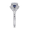 Chrystie - 14K White Gold Round Sapphire and Diamond Engagement Ring - 0.23 ct