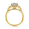 Anita - 14K Yellow Gold Emerald Cut Halo Five Stone Diamond Engagement Ring - 0.6 ct