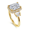 Anita - 14K Yellow Gold Emerald Cut Halo Five Stone Diamond Engagement Ring - 0.6 ct
