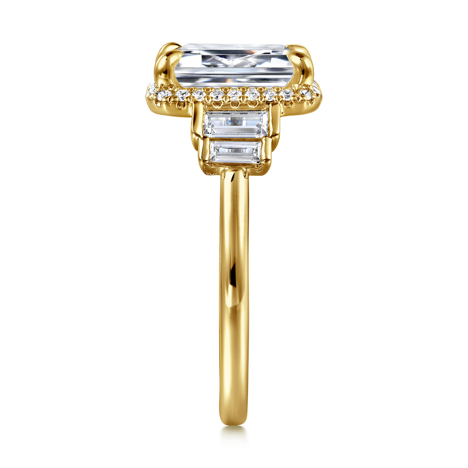 Anita - 14K Yellow Gold Emerald Cut Halo Five Stone Diamond Engagement Ring - 0.6 ct - Shot 5