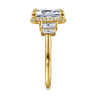 Anita - 14K Yellow Gold Emerald Cut Halo Five Stone Diamond Engagement Ring - 0.6 ct