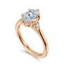 Blaise - 14K Rose Gold Oval Three Stone Diamond Engagement Ring - 0.08 ct