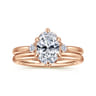 Blaise - 14K Rose Gold Oval Three Stone Diamond Engagement Ring - 0.08 ct