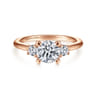 Sanaa - 14K Rose Gold Round Three Stone Diamond Engagement Ring - 0.3 ct