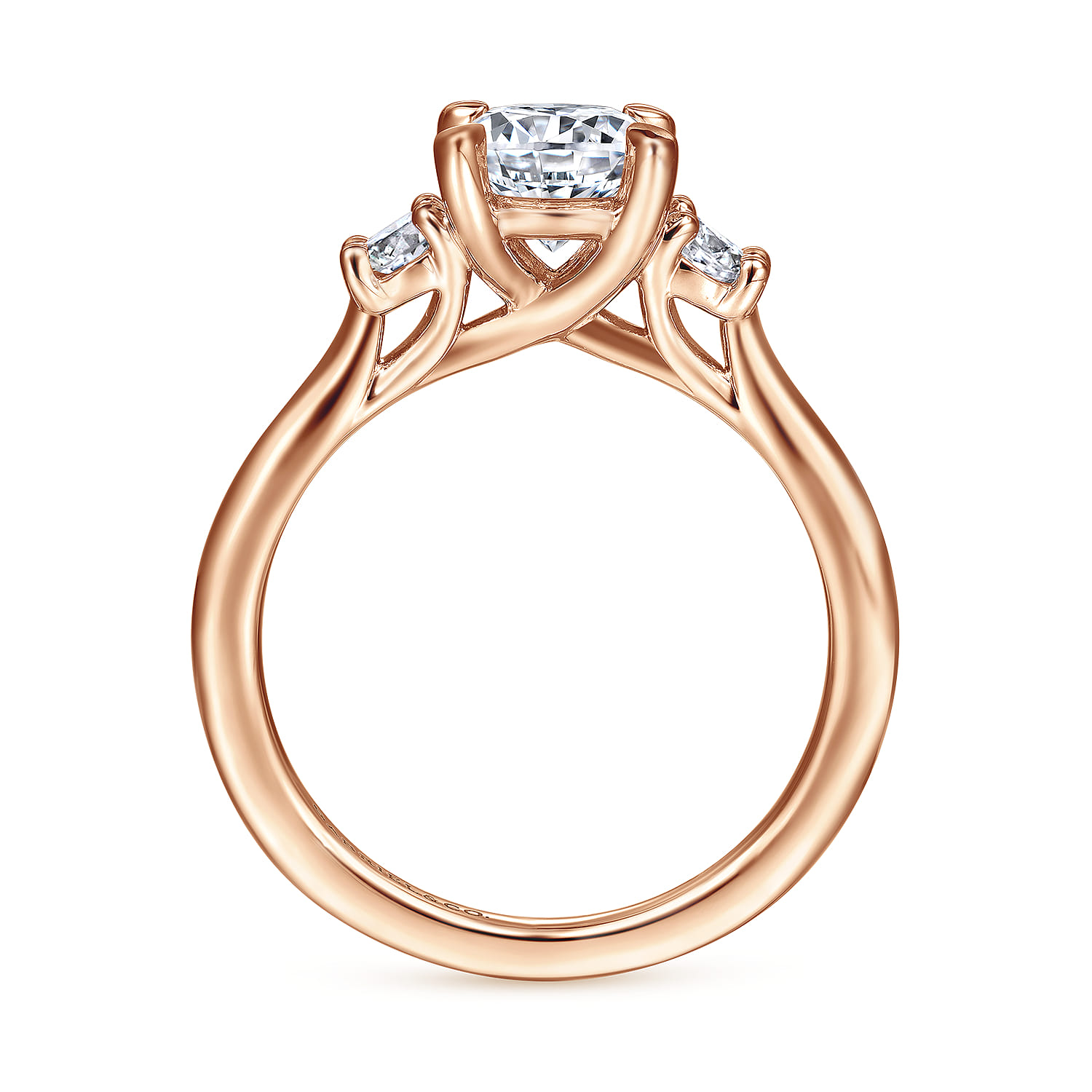 Sanaa - 14K Rose Gold Round Three Stone Diamond Engagement Ring - 0.3 ct - Shot 2