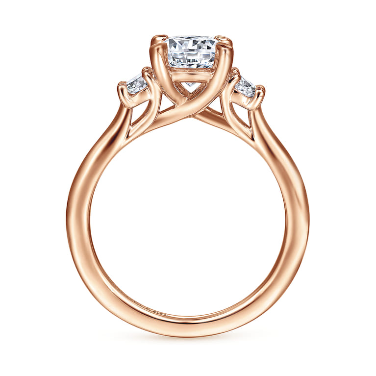 Sanaa - 14K Rose Gold Round Three Stone Diamond Engagement Ring - 0.3 ct - Shot 2