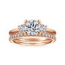 Sanaa - 14K Rose Gold Round Three Stone Diamond Engagement Ring - 0.3 ct
