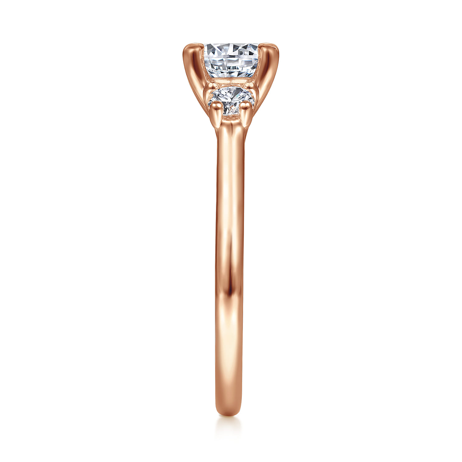 Sanaa - 14K Rose Gold Round Three Stone Diamond Engagement Ring - 0.3 ct - Shot 5