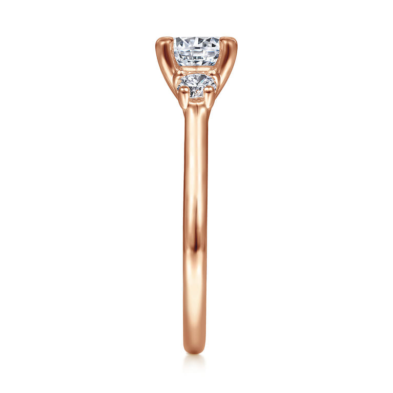 Sanaa - 14K Rose Gold Round Three Stone Diamond Engagement Ring - 0.3 ct - Shot 5