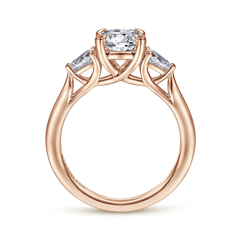 Sunday - 14K Rose Gold Round Three Stone Diamond Engagement Ring - 0.29 ct - Shot 2