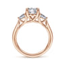 Sunday - 14K Rose Gold Round Three Stone Diamond Engagement Ring - 0.29 ct