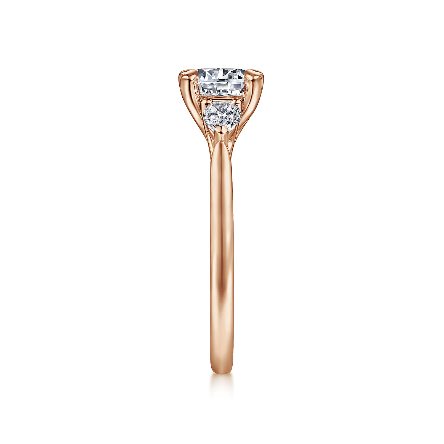 Sunday - 14K Rose Gold Round Three Stone Diamond Engagement Ring - 0.29 ct - Shot 5
