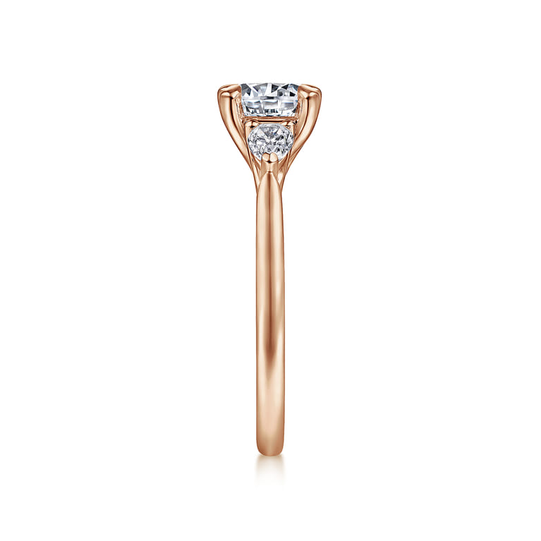Sunday - 14K Rose Gold Round Three Stone Diamond Engagement Ring - 0.29 ct - Shot 5