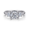 Sanaa - 14K White Gold Cushion Cut 3 Stone Diamond Engagement Ring - 0.4 ct