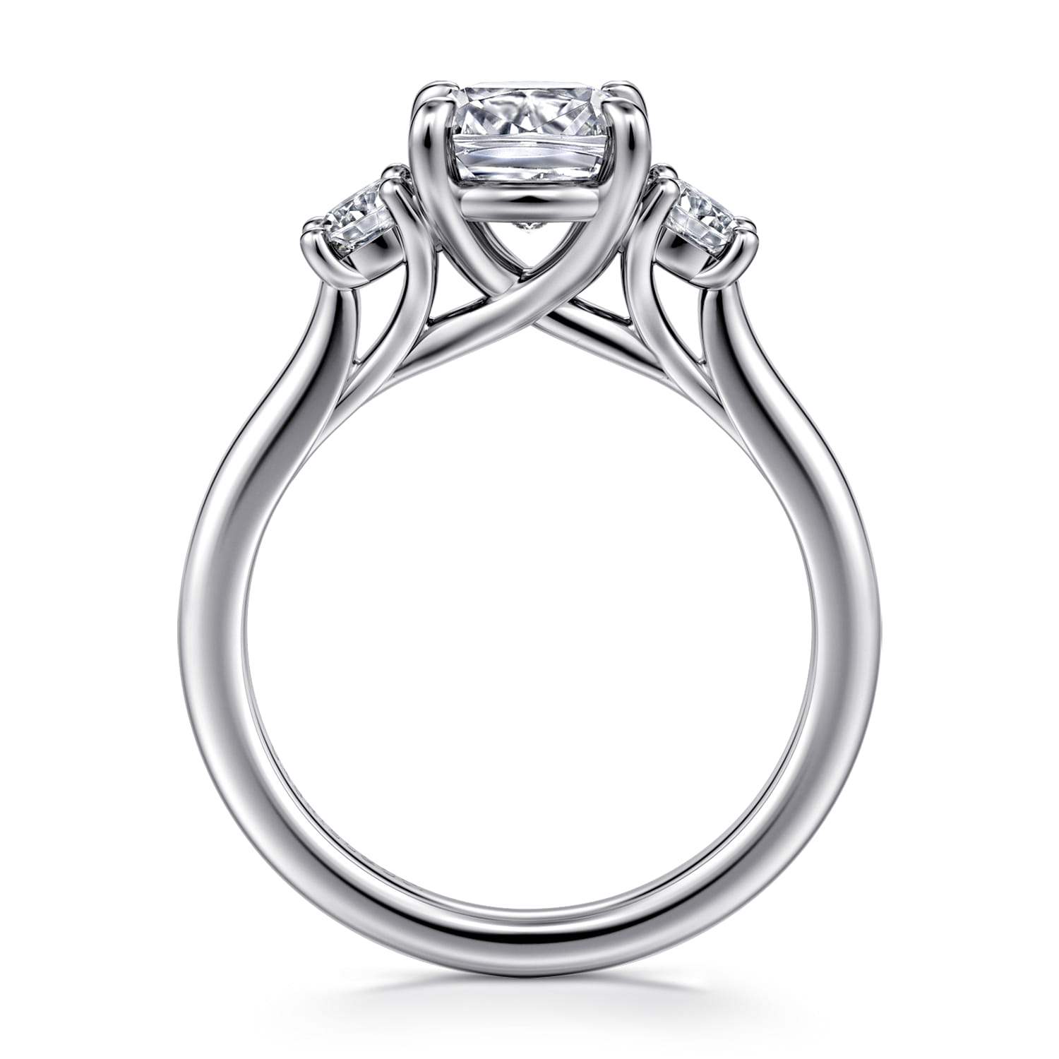 Sanaa - 14K White Gold Cushion Cut 3 Stone Diamond Engagement Ring - 0.4 ct - Shot 2