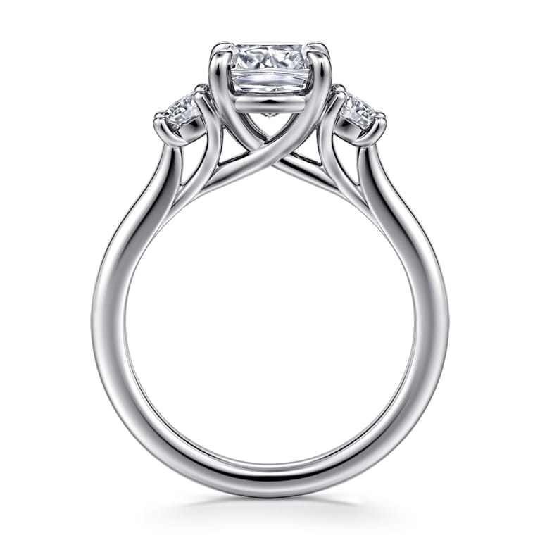 Sanaa - 14K White Gold Cushion Cut 3 Stone Diamond Engagement Ring - 0.4 ct - Shot 2