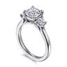 Sanaa - 14K White Gold Cushion Cut 3 Stone Diamond Engagement Ring - 0.4 ct