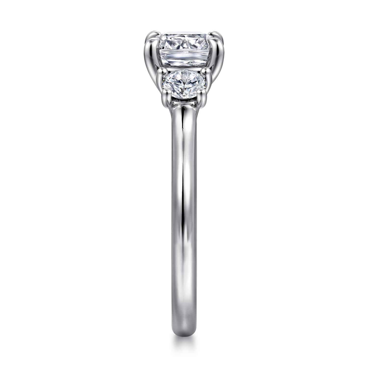 Sanaa - 14K White Gold Cushion Cut 3 Stone Diamond Engagement Ring - 0.4 ct - Shot 4