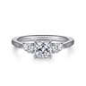 Sunday - 14K White Gold Cushion Cut 3 Stone Diamond Engagement Ring - 0.29 ct