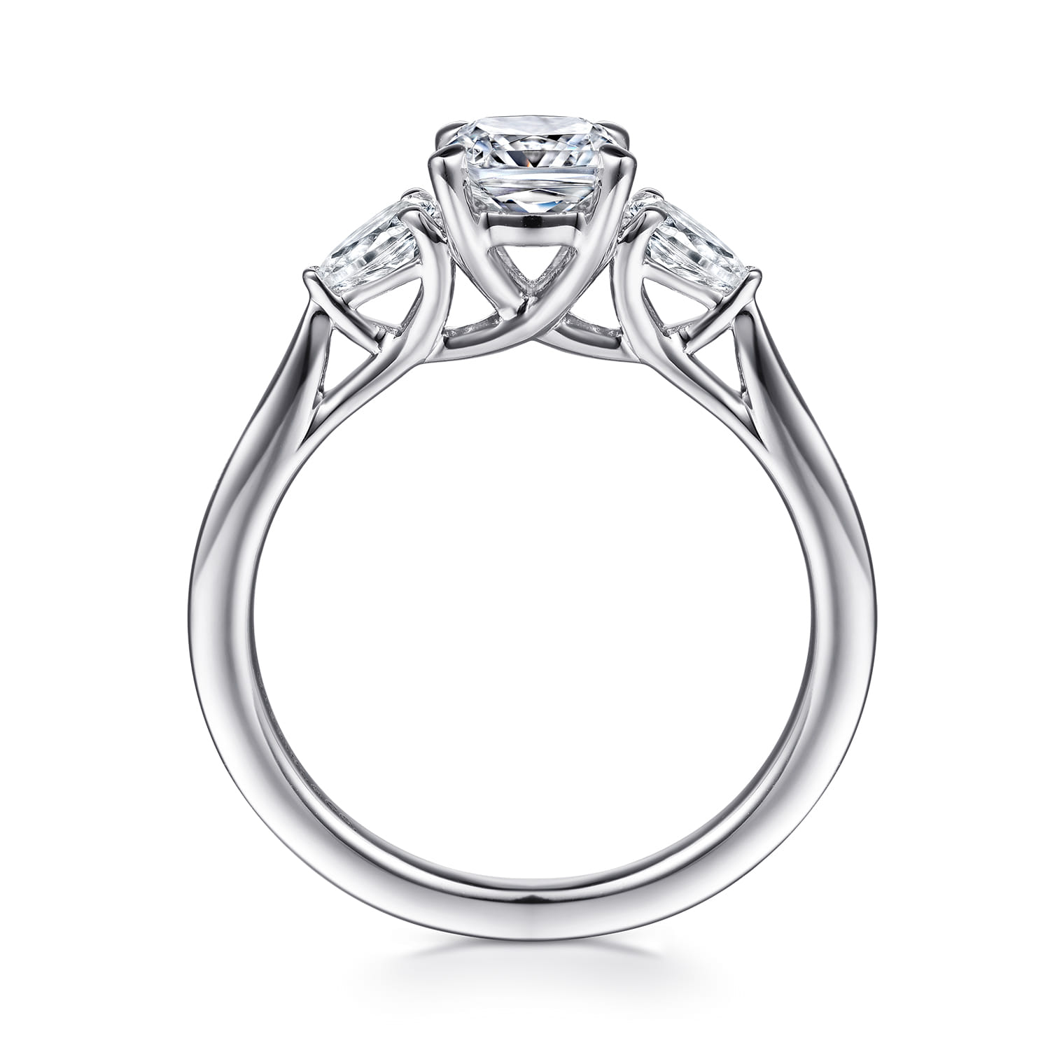 Sunday - 14K White Gold Cushion Cut 3 Stone Diamond Engagement Ring - 0.29 ct - Shot 2