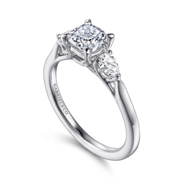 Sunday - 14K White Gold Cushion Cut 3 Stone Diamond Engagement Ring - 0.29 ct - Shot 3