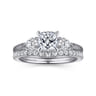 Sunday - 14K White Gold Cushion Cut 3 Stone Diamond Engagement Ring - 0.29 ct