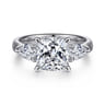 Anabelle - 14K White Gold Cushion Cut Three Stone Diamond Engagement Ring - 0.75 ct
