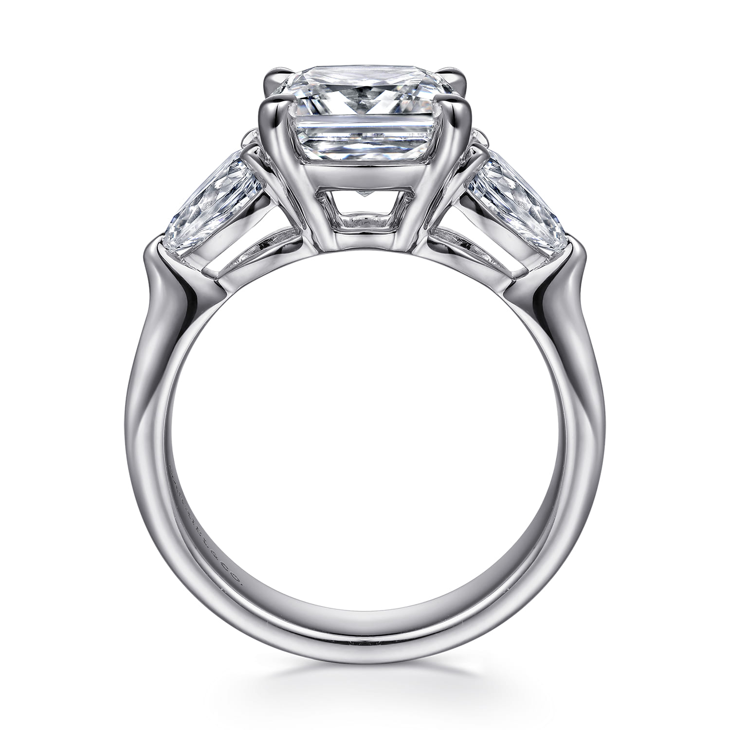 Anabelle - 14K White Gold Cushion Cut Three Stone Diamond Engagement Ring - 0.75 ct - Shot 2