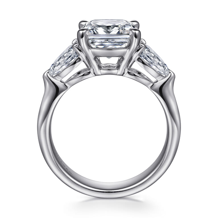 Anabelle - 14K White Gold Cushion Cut Three Stone Diamond Engagement Ring - 0.75 ct - Shot 2