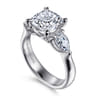 Anabelle - 14K White Gold Cushion Cut Three Stone Diamond Engagement Ring - 0.75 ct