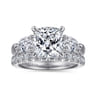 Anabelle - 14K White Gold Cushion Cut Three Stone Diamond Engagement Ring - 0.75 ct