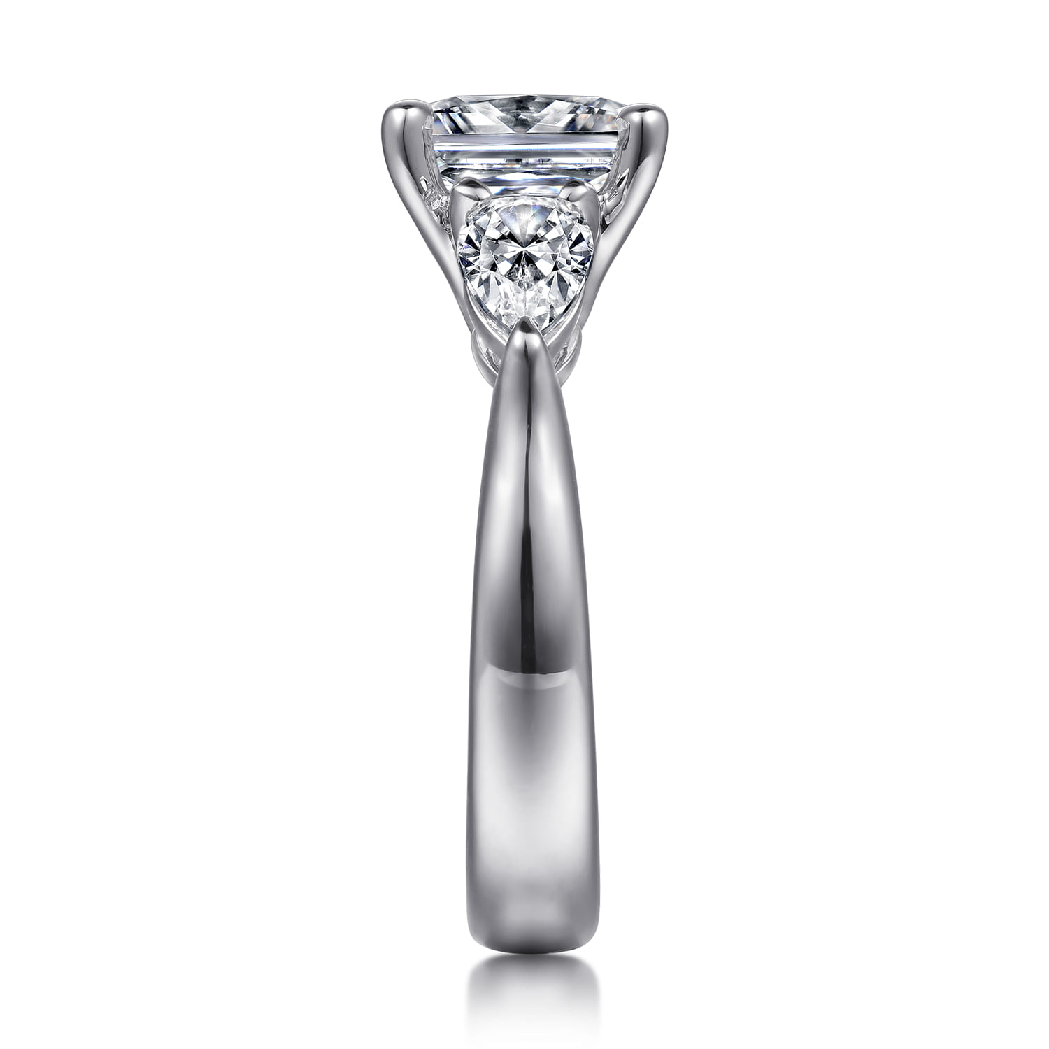 Anabelle - 14K White Gold Cushion Cut Three Stone Diamond Engagement Ring - 0.75 ct - Shot 5
