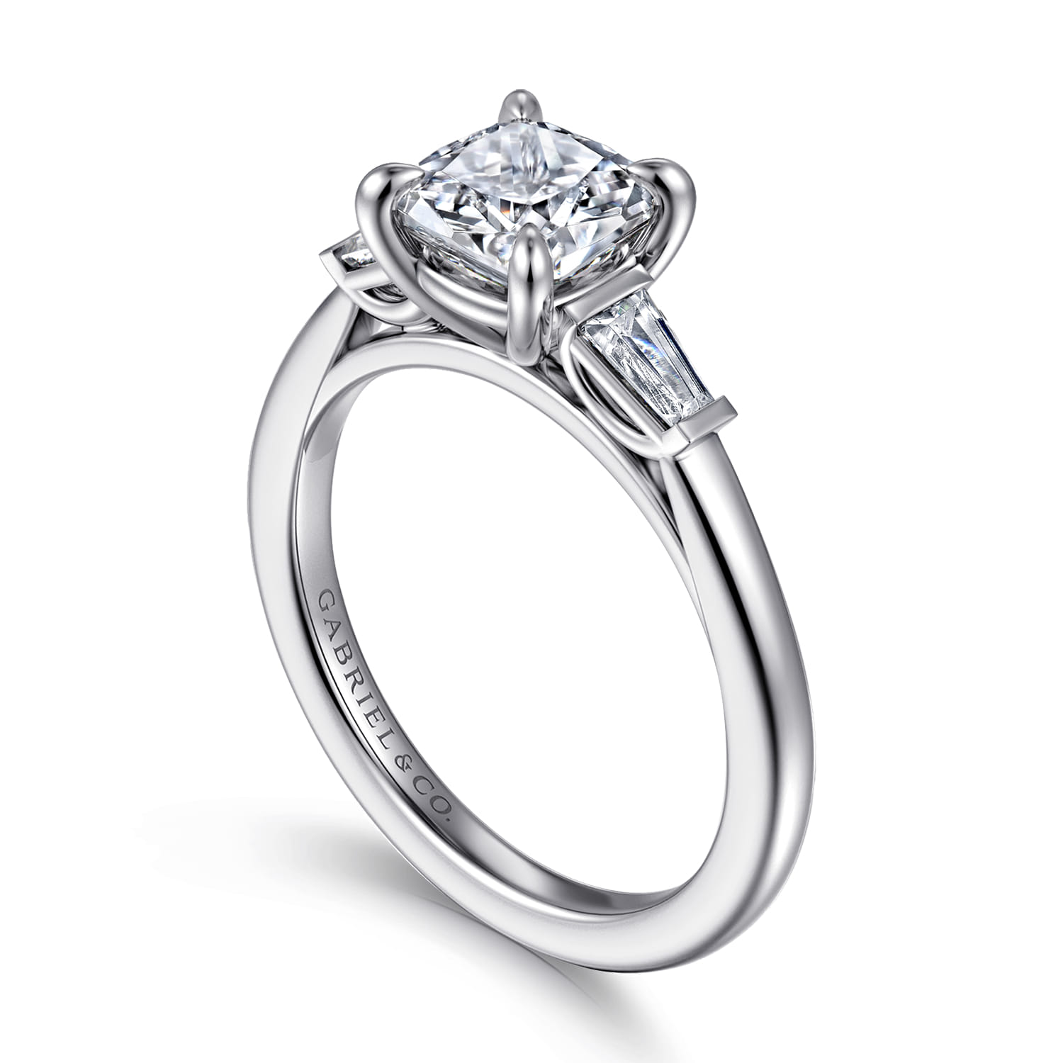Acacia - 14K White Gold Cushion Cut Three Stone Diamond Engagement Ring - 0.3 ct - Shot 3