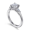 Acacia - 14K White Gold Cushion Cut Three Stone Diamond Engagement Ring - 0.3 ct