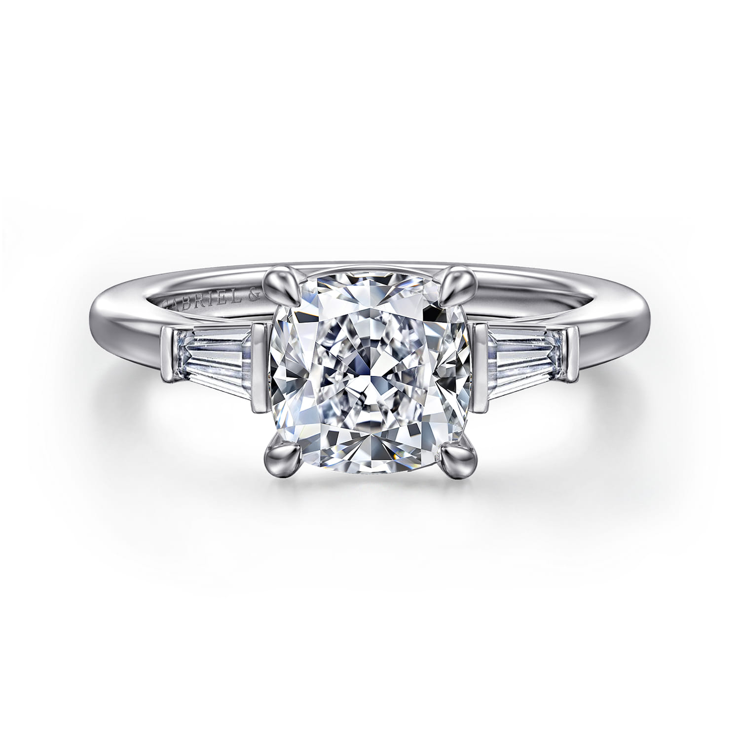 Acacia - 14K White Gold Cushion Cut Three Stone Diamond Engagement Ring - 0.3 ct - Shot 1