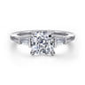 Acacia - 14K White Gold Cushion Cut Three Stone Diamond Engagement Ring - 0.3 ct