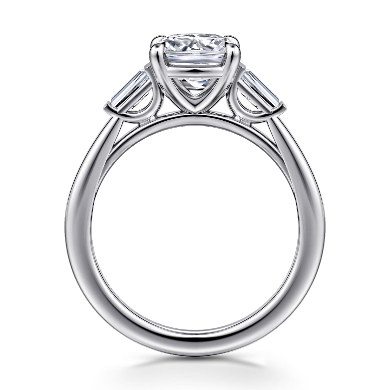 Acacia - 14K White Gold Cushion Cut Three Stone Diamond Engagement Ring - 0.3 ct - Shot 2