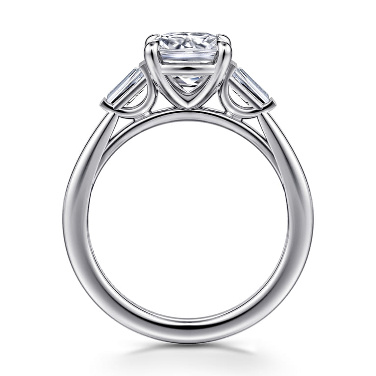 Acacia - 14K White Gold Cushion Cut Three Stone Diamond Engagement Ring - 0.3 ct - Shot 2