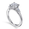 Acacia - 14K White Gold Cushion Cut Three Stone Diamond Engagement Ring - 0.3 ct