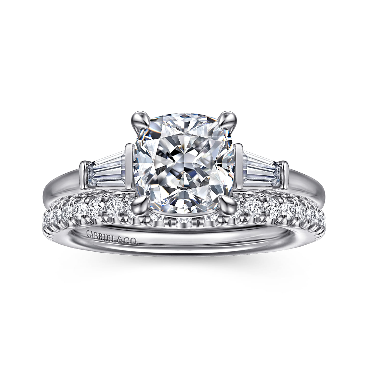 Acacia - 14K White Gold Cushion Cut Three Stone Diamond Engagement Ring - 0.3 ct - Shot 4