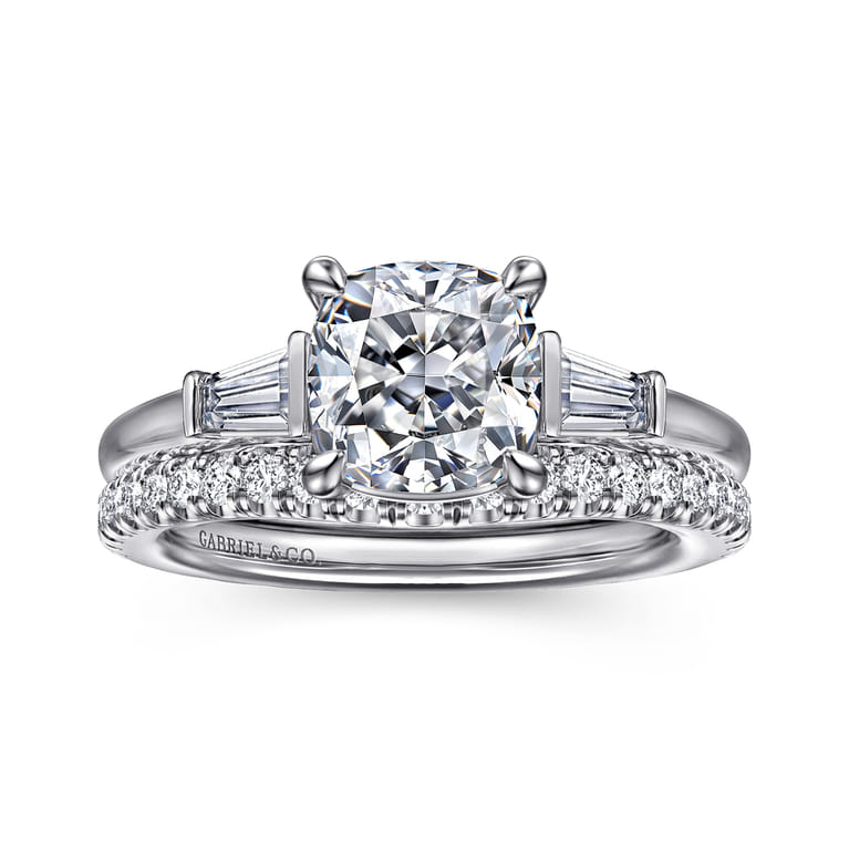 Acacia - 14K White Gold Cushion Cut Three Stone Diamond Engagement Ring - 0.3 ct - Shot 4